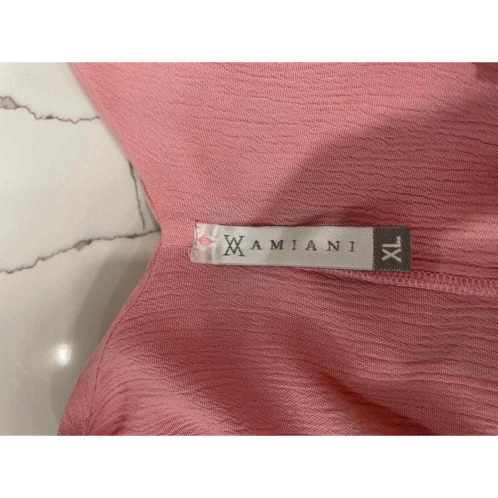 Amiani Tiered Pink Maxi Dress Lace Crochet XL Lightweight Rayon Resort Wear - Picture 9 of 11